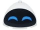 Part No: 49612pb04  Name: Brick, Round Corner 4 x 4 x 2 2/3 Dome Top with Black Oval, Medium Azure Crescent Moon Shaped Eyes with Blue Lines and Outline Pattern (EVE Face)