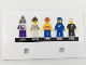 Part No: 5005358ppr02  Name: Paper Cardboard Backdrop for Set 5005358, Card with Two Square Holes and Pictures of 5 Minifigures