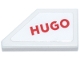 Part No: 5092pb011  Name: Tile, Modified 1 x 2 Wedge Right with Red 'HUGO' Logo Pattern (Sticker) - Set 77246