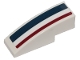 Part No: 50950pb115L  Name: Slope, Curved 3 x 1 with Dark Blue, White, and Dark Red Stripes Pattern Left (Sticker) - Sets 75205 / 75290