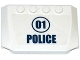 Part No: 52031pb095  Name: Wedge 4 x 6 x 2/3 Triple Curved with '01' in Dark Blue Circle and 'POLICE' Pattern (Sticker) - Set 60068
