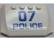 Part No: 52031pb114  Name: Wedge 4 x 6 x 2/3 Triple Curved with Blue '07' and 'POLICE' Pattern (Sticker) - Set 60048
