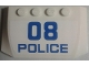 Part No: 52031pb115  Name: Wedge 4 x 6 x 2/3 Triple Curved with Blue '08' and 'POLICE' Pattern (Sticker) - Set 60049