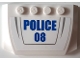 Part No: 52031pb174  Name: Wedge 4 x 6 x 2/3 Triple Curved with Blue 'POLICE' and '08' Pattern (Sticker) - Set 60143