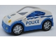 Part No: 53899c01pb01  Name: Duplo Car Coupe with Blue Base, Headlights, Star Badge and 'POLICE' Pattern