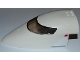Part No: 54092c01pb03  Name: Aircraft Fuselage Forward Top Curved 8 x 16 x 5 with Trans-Brown Glass with Red and Silver Lines Pattern on Both Sides (Stickers) - Set 3182