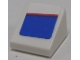 Part No: 54200pb034R  Name: Slope 30 1 x 1 x 2/3 with Red Line on Blue and White Pattern Model Right Side (Sticker) - Set 8125