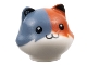 Part No: 5481pb01  Name: Minifigure, Head, Modified Cat, Calico with Dark Orange Left Side, Sand Blue Right Side and Black Auricles, Eyes and Nose Pattern