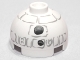 Lot ID: 72608539  Part No: 553pb015  Name: Brick, Round 2 x 2 Dome Top with Gray Lines and Coal Pieces Pattern (Snowman R2-D2)