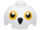 Part No: 553pb055  Name: Brick, Round 2 x 2 Dome Top with Bright Light Orange Round Eyes and Black Owl Beak Pattern (HP Hedwig Head)