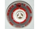 Part No: 553px1a  Name: Brick, Round 2 x 2 Dome Top with Silver and Red Pattern (R5-D4) - 6 Arcs on Top