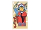 Part No: 57895pb046  Name: Glass for Window 1 x 4 x 6 with Woman in Red Kimono with Blue Headress with Flowers and Red Ninjago Logogram 'CHIC' Pattern (Sticker) - Set 70620