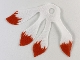 Part No: 57995  Name: Minifigure Cape Cloth, 4 Long Fox Tails with Red Brushes Pattern