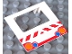 Lot ID: 405764467  Part No: 58236pb01  Name: Duplo Van Rounded Windshield Rear Door with Orange and Blue Taillights, Red Bumper, and Danger Stripes Pattern