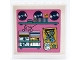 Part No: 59349pb316  Name: Panel 1 x 6 x 5 with Shelves, Vinyl Records, CDs and Poster with Music Notes on Dark Pink Background Pattern (Sticker) - Set 41450