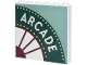 Part No: 59349pb440L  Name: Panel 1 x 6 x 5 with Dark Green Marquee Sign, Dark Red Curved Window Segments and 'ARCADE' on Sand Green Background Pattern Model Left Side
