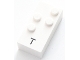Lot ID: 380046069  Part No: 60234pb01  Name: Brick, Braille 2 x 4 with 4 Studs with Black Capital Letter T Pattern (dots-2345 ⠞)