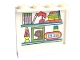 Part No: 60581pb232  Name: Panel 1 x 4 x 3 with Side Supports - Hollow Studs with Shelves with Books, Game Controller, '09:08' Digital Alarm Clock, Lava Lamp and Picture of Dog Pattern (Sticker) - Set 41755