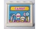Part No: 60581pb246  Name: Panel 1 x 4 x 3 with Side Supports - Hollow Studs with Yellow Sign with Dark Pink 'CANDY', Jars, Lollipops and Sugar Canes on Medium Azure Background Pattern (Sticker) - Set 41456