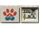 Part No: 60581pb286  Name: Panel 1 x 4 x 3 with Side Supports - Hollow Studs with Coral and Medium Azure Paw Print and Heart Beat on Outside and Towel and Shelves with Vet Supplies on Inside Pattern (Stickers) - Set 41445