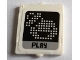 Part No: 60601pb018  Name: Glass for Window 1 x 2 x 2 Flat Front with Pixelated Stay Puft Logo and 'PLAY' Pattern (Sticker) - Set 75827
