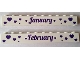 Part No: 6111pb015  Name: Brick 1 x 10 with Dark Purple 'January' and 'February' Pattern on Opposite Sides