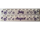 Part No: 6111pb018  Name: Brick 1 x 10 with Dark Purple 'July' and 'August' Pattern on Opposite Sides