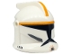 Part No: 61189pb04  Name: Minifigure, Headgear Helmet SW Clone Trooper with Holes, Orange Stripe Pattern