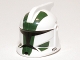 Part No: 61189pb11  Name: Minifigure, Headgear Helmet SW Clone Trooper with Holes, Dark Green Markings, Clone Commander Gree Pattern
