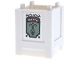 Part No: 61780pb007  Name: Container, Box 2 x 2 x 2 - Top Opening with Sand Green and Reddish Brown Sign, 'WASTE' and Dark Green Border and Filigree Pattern (Sticker) - Set 43302