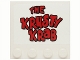 Part No: 6179pb044  Name: Tile, Modified 4 x 4 with Studs on Edge with Red 'THE KRUSTY KRAB' Pattern (Sticker) - Set 3833