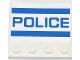 Part No: 6179pb079  Name: Tile, Modified 4 x 4 with Studs on Edge with Blue Stripes and 'POLICE' Pattern (Sticker) - Set 60047