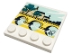 Part No: 6179pb226  Name: Tile, Modified 4 x 4 with Studs on Edge with Painting of Light Aqua River, Yellow Bridge, Tan Building, and Trees Pattern (Sticker) - Set 41711