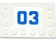 Part No: 6180pb071  Name: Tile, Modified 4 x 6 with Studs on Edges with Blue '03' on White Background Pattern (Sticker) - Set 60043