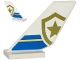 Part No: 6239pb085  Name: Tail Shuttle with Blue and Bright Light Yellow Stripes and Partial Police Gold Star Badge Logo Pattern on Both Sides (Stickers) - Set 60243