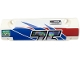 Part No: 62531pb053R  Name: Technic, Panel Curved 11 x 3 with 2 Pin Holes through Panel Surface with Partial Holographic Number 75 Top Half, 'NASCAR CUP SERIES' and 'MANI FOLD' on Blue and Red Stripes Pattern Model Right Side (Sticker) - Set 42153