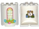 Part No: 6259pb027s1  Name: Cylinder Half 2 x 4 x 4 with Window and Flower Box Pattern with Alarm Clock and Flowers on Inside Pattern (Sticker) - Set 41142