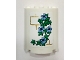 Part No: 6259pb048  Name: Cylinder Half 2 x 4 x 4 with Pearl Gold Brick Wall, Bright Light Blue Flowers and Green Leaves Pattern (Sticker) - Set 41154
