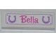 Part No: 63864pb014  Name: Tile 1 x 3 with 2 Horseshoes and 'Bella' Pattern (Sticker) - Set 3189