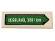 Part No: 63864pb090  Name: Tile 1 x 3 with 'LEGOLAND, 3811 km' on Green Road Sign Pattern (Sticker) - Set 40353