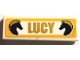 Part No: 63864pb190  Name: Tile 1 x 3 with 'LUCY' and 2 Dark Blue Horses Pattern (Sticker) - Set 41367