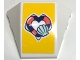 Part No: 64225pb053  Name: Wedge 4 x 3 Triple Curved No Studs with Dark Blue and Coral Heart Shape Life Preserver and Light Aqua Shell on Yellow Background Pattern (Sticker) - Set 41380