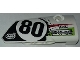 Part No: 64391pb038  Name: Technic, Panel Fairing # 4 Small Smooth Long, Side B with Number 80, Sponsorship Logos and Black, Lime and Red Styling Pattern (Sticker) - Set 42065