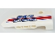 Part No: 64391pb071  Name: Technic, Panel Fairing # 4 Small Smooth Long, Side B with Blue, Red and White Stripes and '24-7 LIFT SERVICE' Pattern (Sticker) - Set 8071