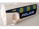 Part No: 64391pb079  Name: Technic, Panel Fairing # 4 Small Smooth Long, Side B with Blue and Lime Diagonal Stripes and 'POLICE' Pattern (Sticker) - Set 42091