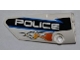 Part No: 64683pb003  Name: Technic, Panel Fairing # 3 Small Smooth Long, Side A with Orange Flames and White 'POLICE' on Black Background Pattern (Sticker) - Set 8221