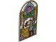 Part No: 65066pb05  Name: Glass for Door Frame 1 x 6 x 7 Arched with Notches and Rounded Pillars with Stained Glass Rose, Prince and Princess Pattern