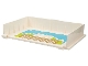 Lot ID: 318042290  Part No: 65196pb06  Name: Container, Book Cover Half, 16 x 12 x 2 2/3 (Storybook Adventures) with Medium Azure Water, Lime Grass, Gold and White Checkered Tile Floor Pattern