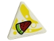 Lot ID: 391429232  Part No: 65676pb006  Name: Road Sign 2 x 2 Triangle with Open O Clip with Watermelon on Yellow Curved Stripes Pattern (Sticker) - Set 41701