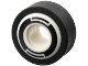 Part No: 6683c01pb01  Name: Wheel 11mm D. x 8mm with Center Groove, 8 Spokes and Smooth Side with Black Circle and Arcs Pattern with Black Tire 14mm D. x 6mm Solid Smooth (6683pb01 / 50945)